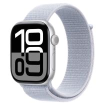 APPLE WATCH SERIES 10 GPS 46MM SILVER ALUMINIUM CASE WITH BLUE CLOUD SPORT LOOP