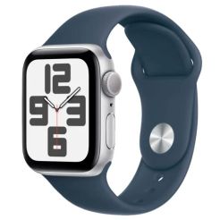 Apple Watch SE GPS 44mm Silver Aluminium Case with Storm Blue Sport Band MREE3QR/A