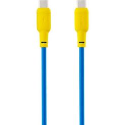 CABLE GELIUS FULL SILICON GP-UCN001 TYPE-C TO TYPE-C YELLOW/BLUE